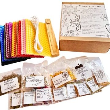 ZESTAW STWÓRZ SAM ŚWIECE ŻYCZEŃ ŚWIECE RYTUALNE 10X1CM Z WOSKU 12 SZT