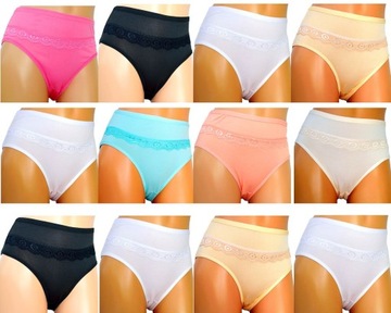 12szt Majtki Bambusowe koronkowe Figi Damskie XL/XXL