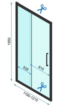 Раздвижная душевая дверь Rapid Slide 120, ЧЕРНАЯ