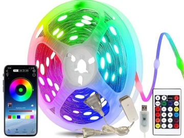 10M Taśma Muzyczna Koraliki 100 LED, IP65, Pilot i aplikacja