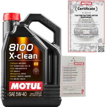 MOTUL 8100 X-CLEAN 5W40 C3 4L RN0710 RN0700 FORD WSS-M2C917-A + ZAWIESZKA
