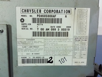 CHRYSLER PACIFICA I ZMIENIARKA DVD P04685908AF