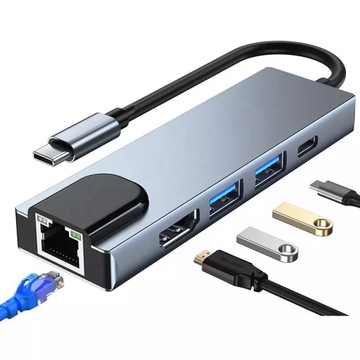 Adapter RJ45 1000Mbps HDMI USB 3.0 USBC PD 100W