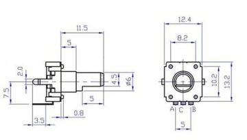 Импульсный энкодер 24 имп. кнопка L=12 EC12S