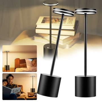 2 SZTUKI LAMP STOŁOWYCH LED, ŚCIEMNIANA, AKUMULATOR, 3 TEMPERATURY BARWOWE