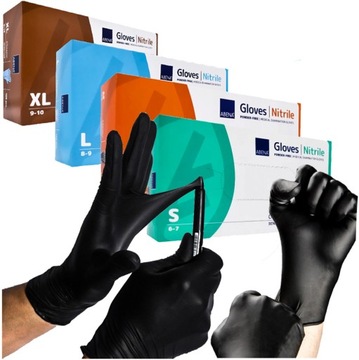 Rękawiczki NITRYLOWE BLACK jednorazowe XL CZARNE rękawice 100szt.