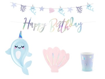 Pudełka na popcorn Narwal 6 sztuk SYRANKA NARWAL MORSKI ŚWIAT