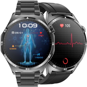 SmartwatchMęski Kardiowatch Glikemia EKG Amoled POL srebrny