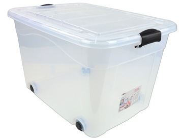 Pudełko Pudło Pojemnik 100L Pokrywa Przeźroczysta Plastikowe Duże 69x52x42c