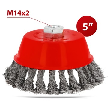 ПРОВОЛОЧНАЯ ЩЕТКА 125 мм M14, СКРУЧЕННАЯ СТАЛЬНАЯ ПРОВОЛОКА