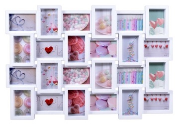 RAMKA NA ZDJĘCIA 24 FOTO ZDJĘCIE 10x15 RAMA MULTIRAMA 3D PIONOWA POZIOMA