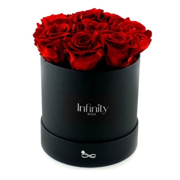 Flower Box czerwone naturalne wieczne róże, 7 róż