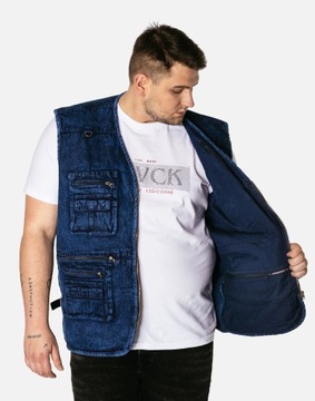 Duża Kamizelka Męska Jeans Bezrękawnik Serdak Dżins 14 Kieszeni !! 2693 5XL