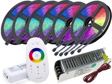 ZESTAW 30M 900 LED Pilot Taśma Zasilacz RGB BIAŁY