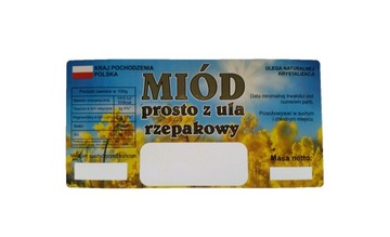 ETYKIETY NA MIÓD RZEPAKOWY 1000 SZT ZŁOCONY NAPIS