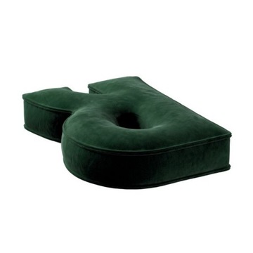 Бархатная подушка буква R, 40см, БОЛЬШАЯ зеленая