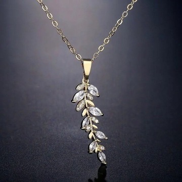 КОМПЛЕКТ ОЖЕРЕЛЬЕ СЕРЬГИ ЛИСТЬЯ ЗОЛОТАЯ СВАДЬБА