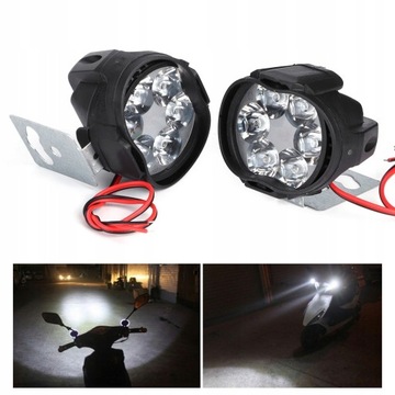 2 Szt. LAMPA MOTOCYKLOWA REFLEKTOR 6LED 12V 8W