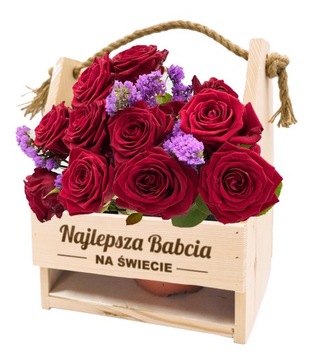 SKRZYNKA NOSIDŁO NA KWIATY DZIEŃ BABCI DZIADKA