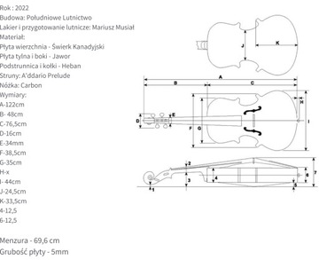 South Lutnictwo Artist 4/4 скрипка виолончель