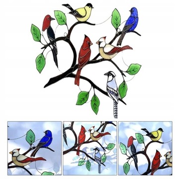 Витражи с птицами, подвесные подвесные декорации для птиц