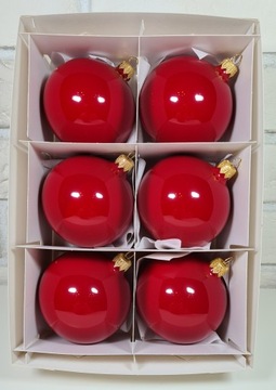 BOMBKI CHOINKOWE SZKLANE 8 cm. CZERWONE, BORDO