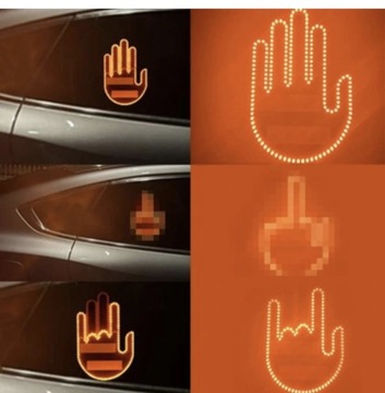 Светодиодная лампа жесты палец руки для автомобиля знак средний палец с пультом дистанционного управления