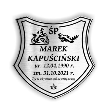 Табличка могильный крест Надгробие 20х20 МОТОЦИКЛИСТ