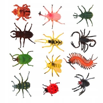 12x Realistyczne gumowe robaki Insect Reptile