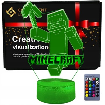 Lampka LED 3D Minecraft 16 kolorów + Pilot
