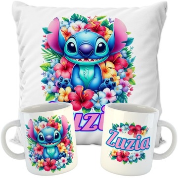 ZESTAW PODUSZKA + KUBEK LILO I STICH STITCH ANGEL OHANA + IMIĘ PREZENT