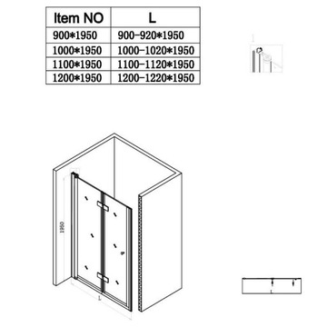 SH01B ДУШЕВАЯ ДВЕРЬ, ЧЕРНАЯ 90 СМ 6 ММ