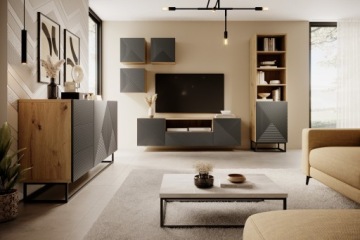 SAFKA PÓŁKA RTV WISZACA POD TELEWIZOR do salonu Asha LOFT DĄB ARTISAN 167CM