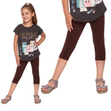 LEGGINSY DZIECIĘCE 3/4 GETRY DZIEWCZĘCE BRĄZ 92
