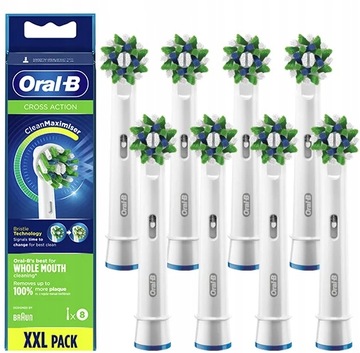 8X KOŃCÓWKI DO SZCZOTECZKI BRAUN ORAL-B CROSS ACTION BIAŁE