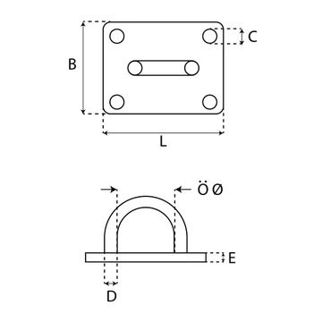 UCHO POKŁADOWE 8 PROSTOKĄTNE NIERDZEWNE 5x4cm