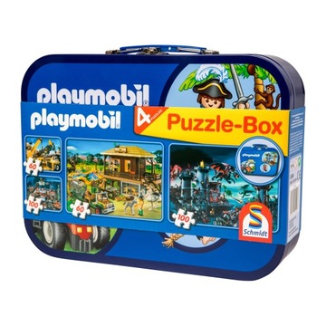 Zestaw puzzli dla chłopca PLAYMOBIL w skrzynce