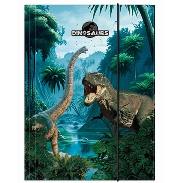 TECZKA RYSUNKOWA A4 Z GUMKĄ NA DOKUMENTY PRACE PLASTYCZNE DINOZAUR