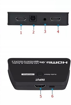 РАЗДЕЛИТЕЛЬ HDMI 1x2 HDCP 2.2 АУДИОЭКСТРАКТОР 4K/60