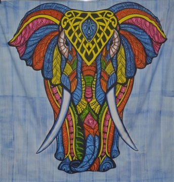 Indyjska NARZUTA XXL batik orient SŁOŃ bawełna