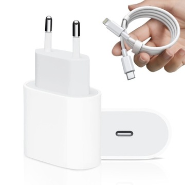 ŁADOWARKA DO IPHONE SZYBKA SZYBKO ŁADUJĄCA KOSTKA + KABEL 1M