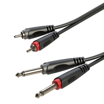 Kabel Roxtone audio 2xRCA / 2x6.3 wtyk mono RACC150L1 1m
