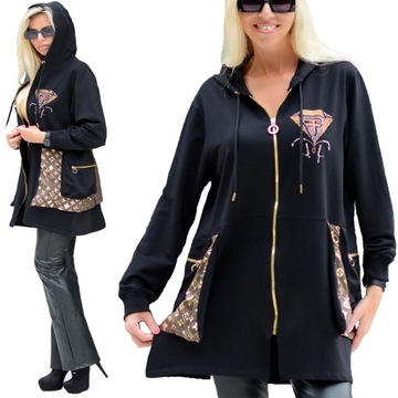 WYJĄTKOWA BLUZA ROZPINANA ZAMEK CZARNA STYL L V SPORTOWA ELEGANCJA 716