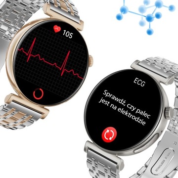 SMARTWATCH ZEGAREK DAMSKI EKG GLUKOZA CIŚNIENIE ROZMOWY SMART WATCH MENU PL