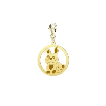 Pozłacany Charms CUTIE KRÓLICZEK DEDYKACJA