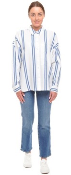 WRANGLER koszula white OVERSIZE STRIPE SHIRT S