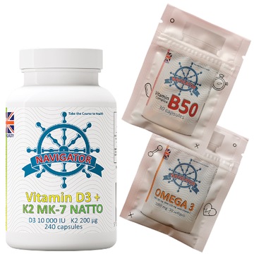 Navigator Witamina D3+K2 MK7 10000IU+200ug 240 kapsułek