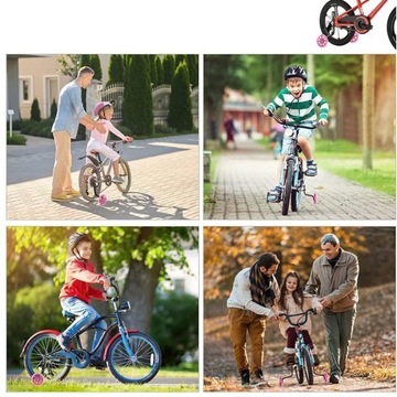 БОКОВЫЕ ПОДДЕРЖИВАЮЩИЕ КОЛЕСА ДЛЯ ВЕЛОСИПЕДА 12–20 ДЮЙМОВ, СВЕТЯЩИЕСЯ ЦВЕТНО-РОЗОВЫМИ СВЕТОДИОДАМИ