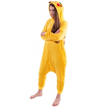 PIKACHU Pikaczu PIŻAMA Kigurumi Pokemon Onesie Przebranie Kostium S 146-154