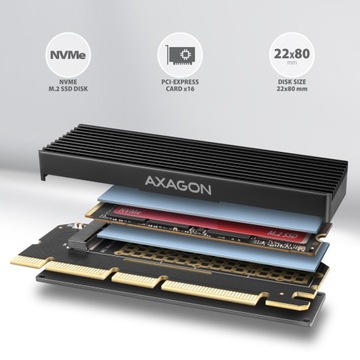 Внутренний адаптер PCIe x16 для подключения твердотельного накопителя M2 NVMe с радиатором